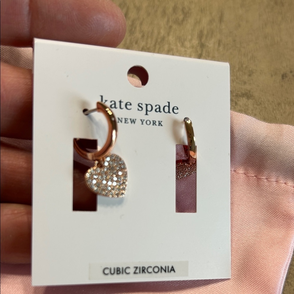 Kate Spade Rose Gold Heart Earrings - Picture 2 of 5